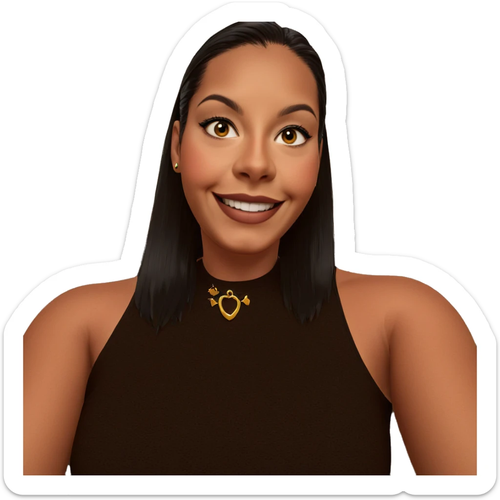 smiling girl with black hair sticker