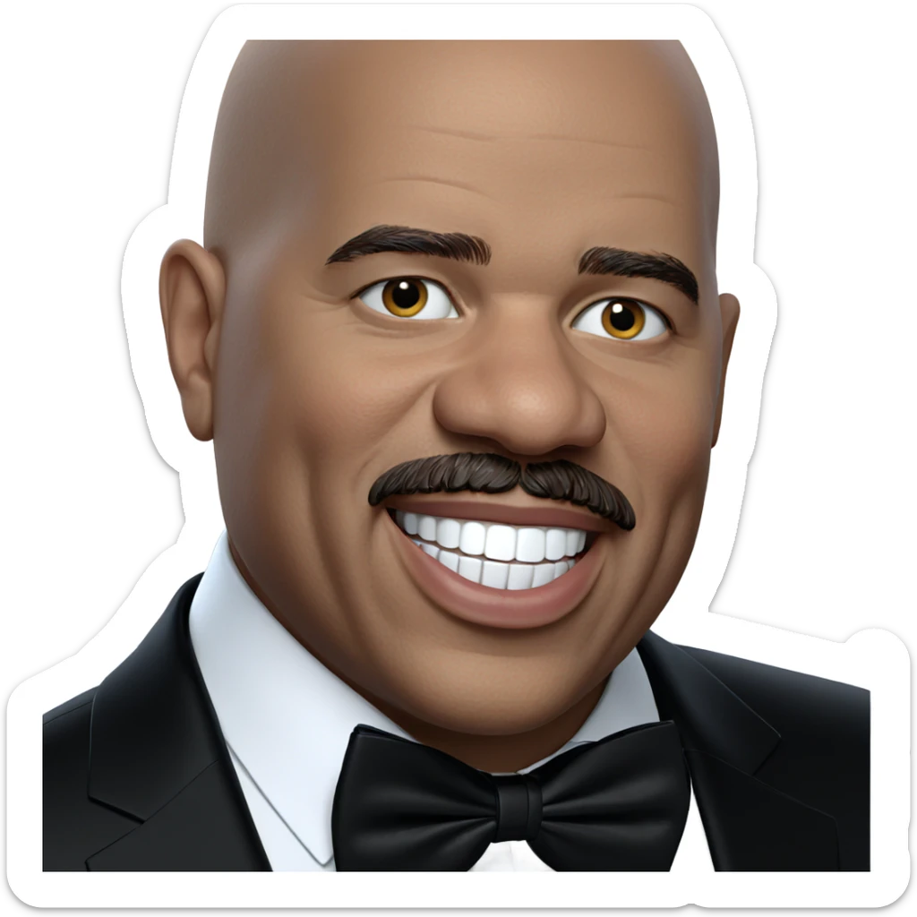 bald man with bowtie smile sticker