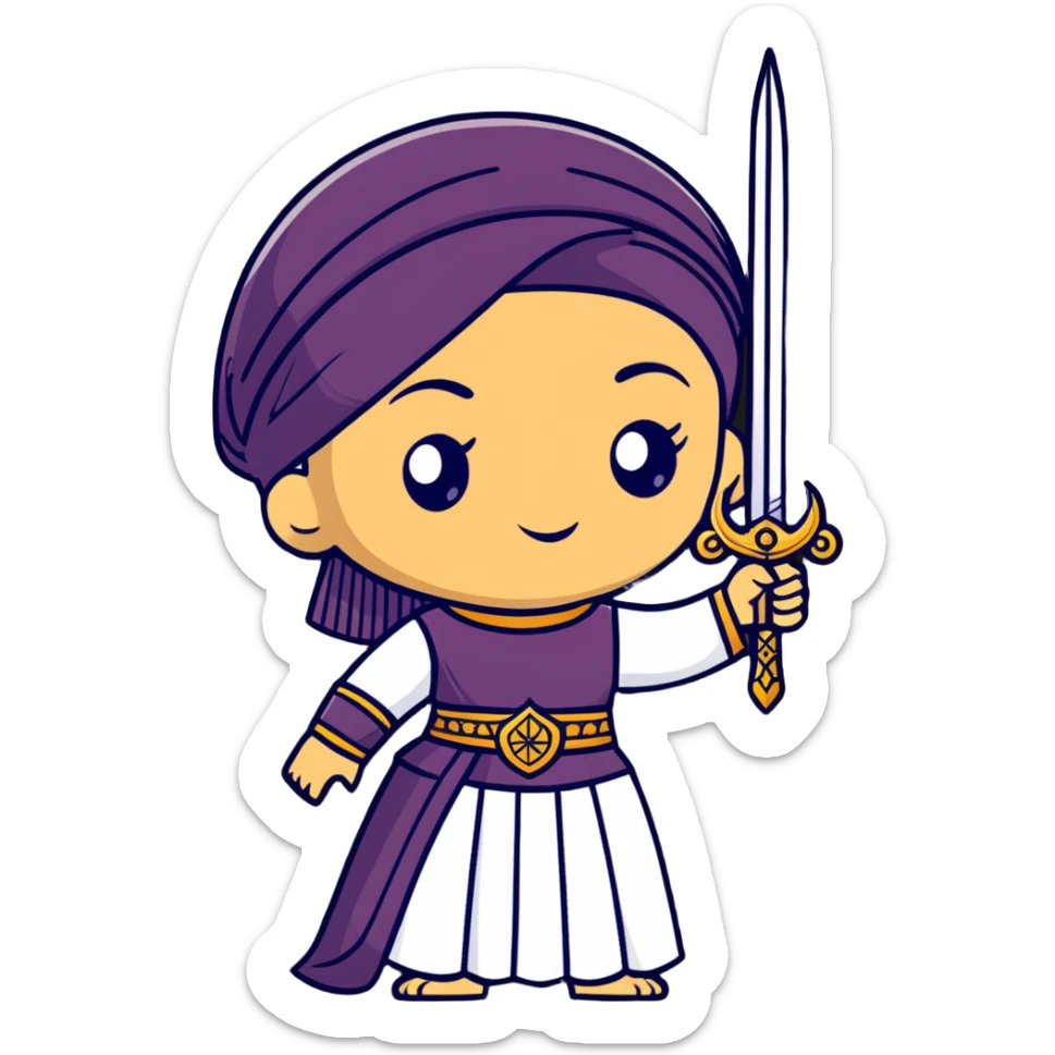 Ottoman empire sultana with sword and no Hair shpwing looking like bala sultana wife of Osman 1  sticker