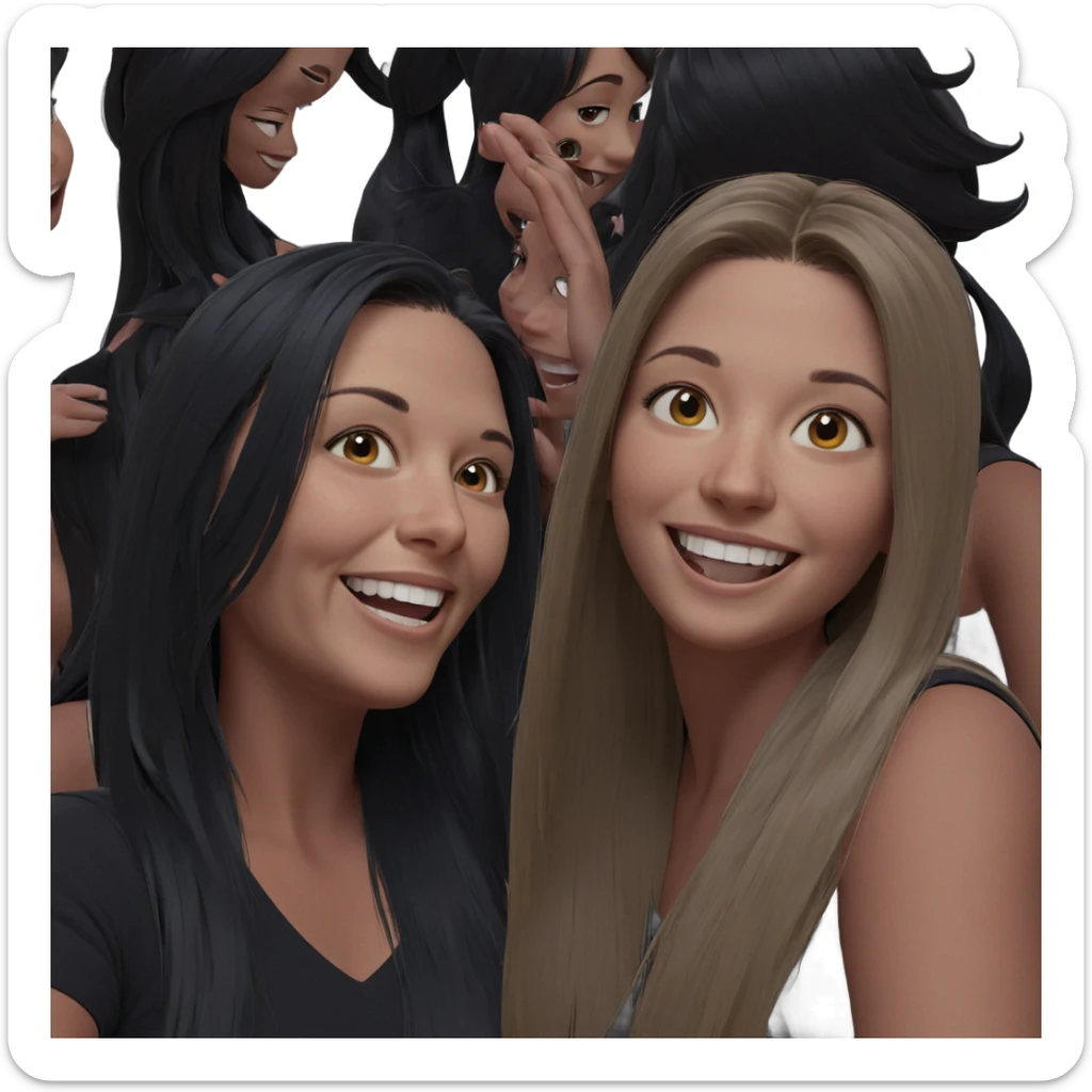 smiling girls with long hair sticker