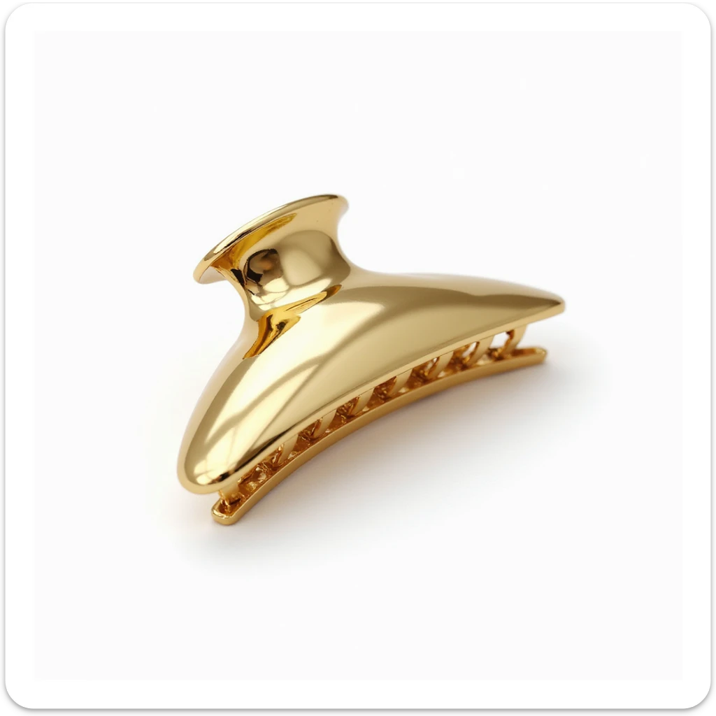 realistic hairclip made of gold metal, photorealistic, isolated, no hair, neutral background sticker