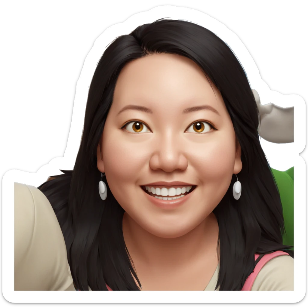 smiling girl with animal ears sticker