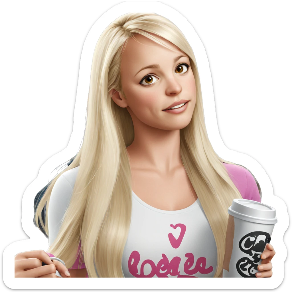 blonde girl holding cup sticker