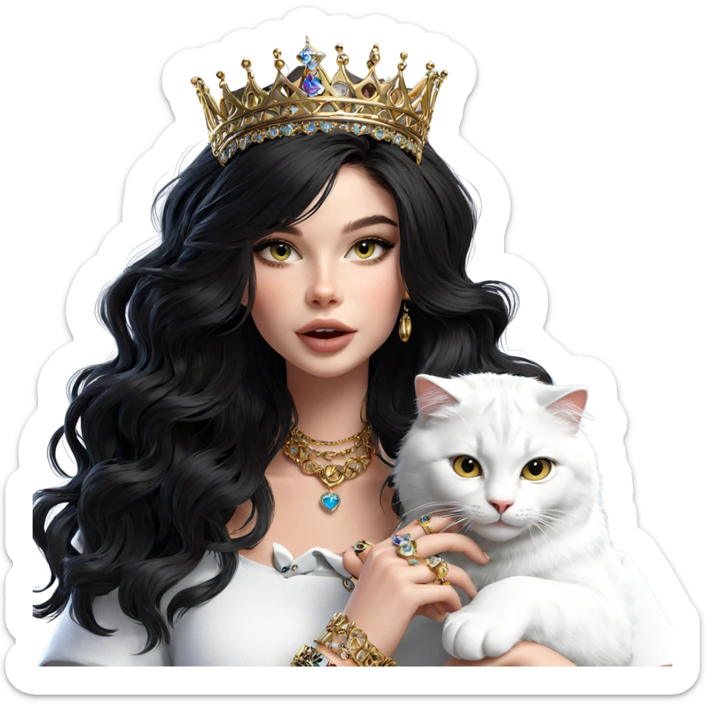 girl with cat and jewelry sticker