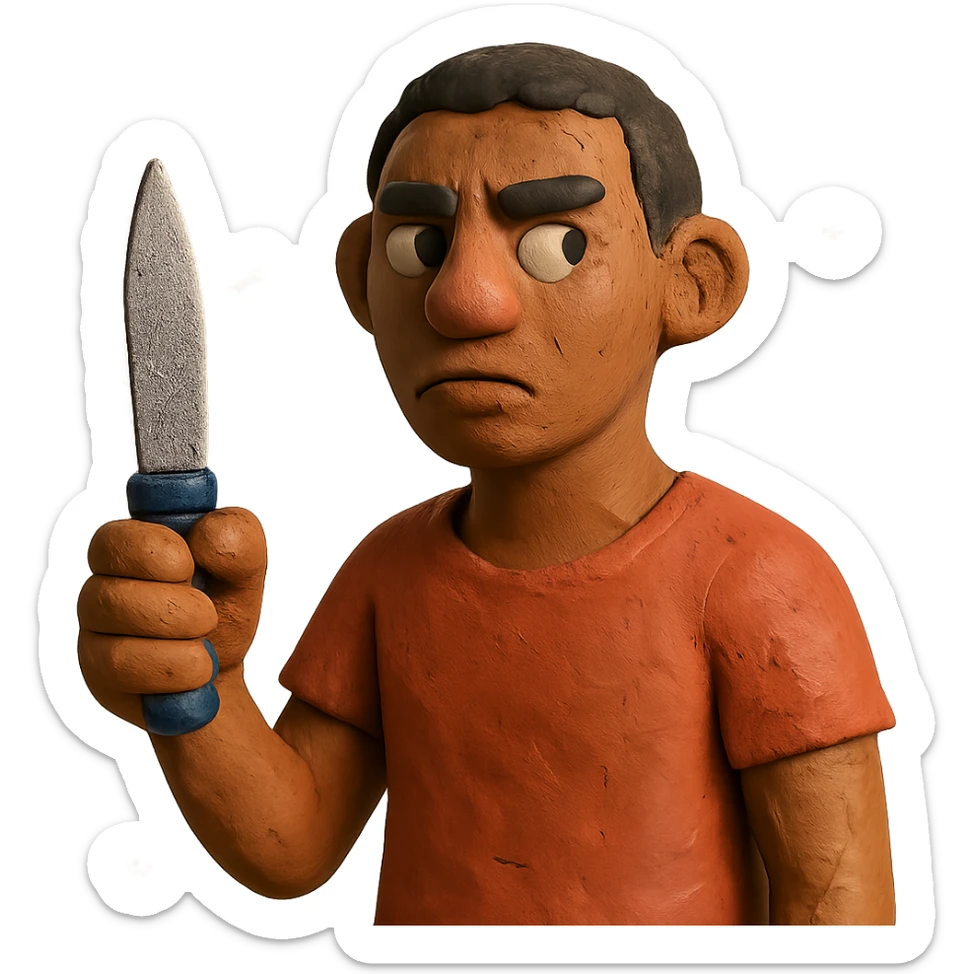 hombre con piel moreno clara, navaja en la mano sticker