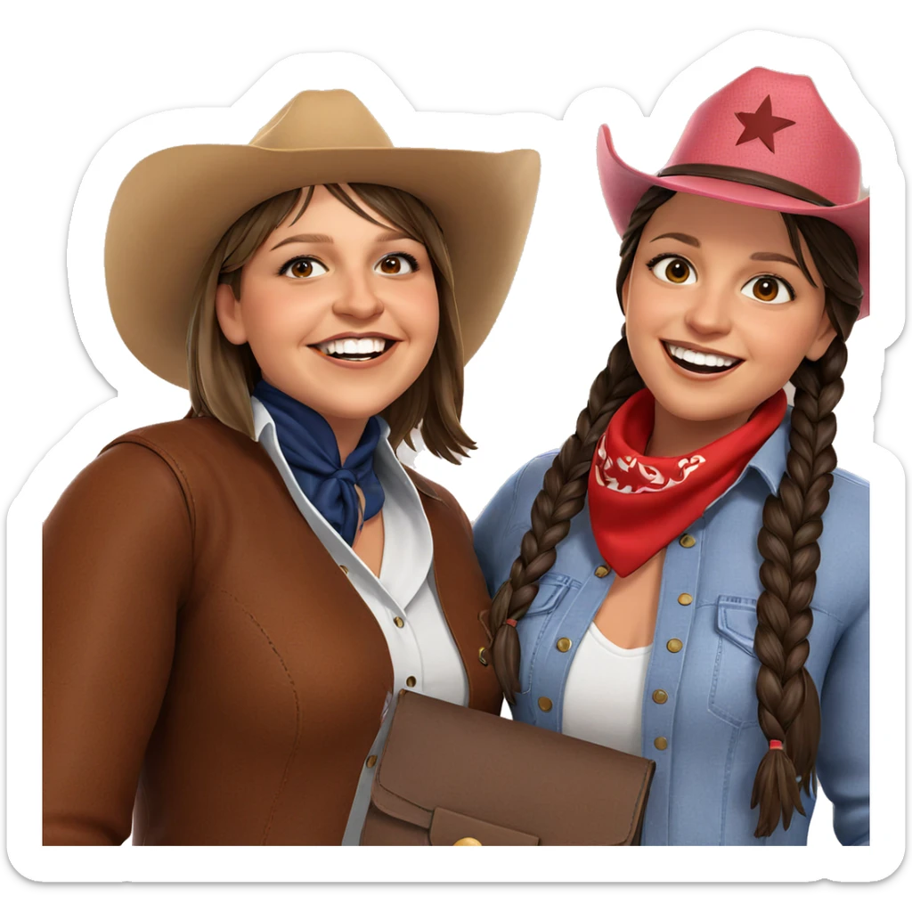 smiling girls in western style sticker