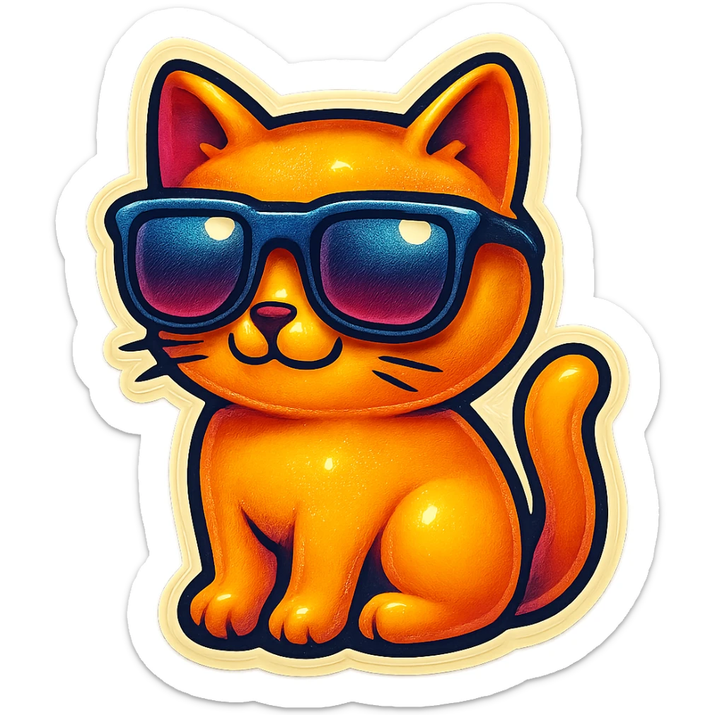 cat with oversized sunglasses, sticker style, vibrant colors sticker