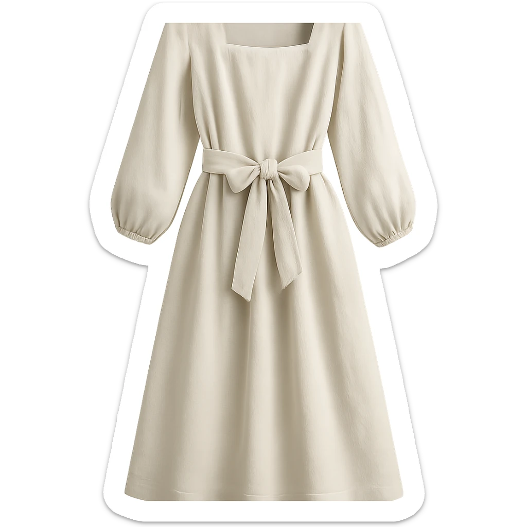 European women's linen dress, no person, white background sticker