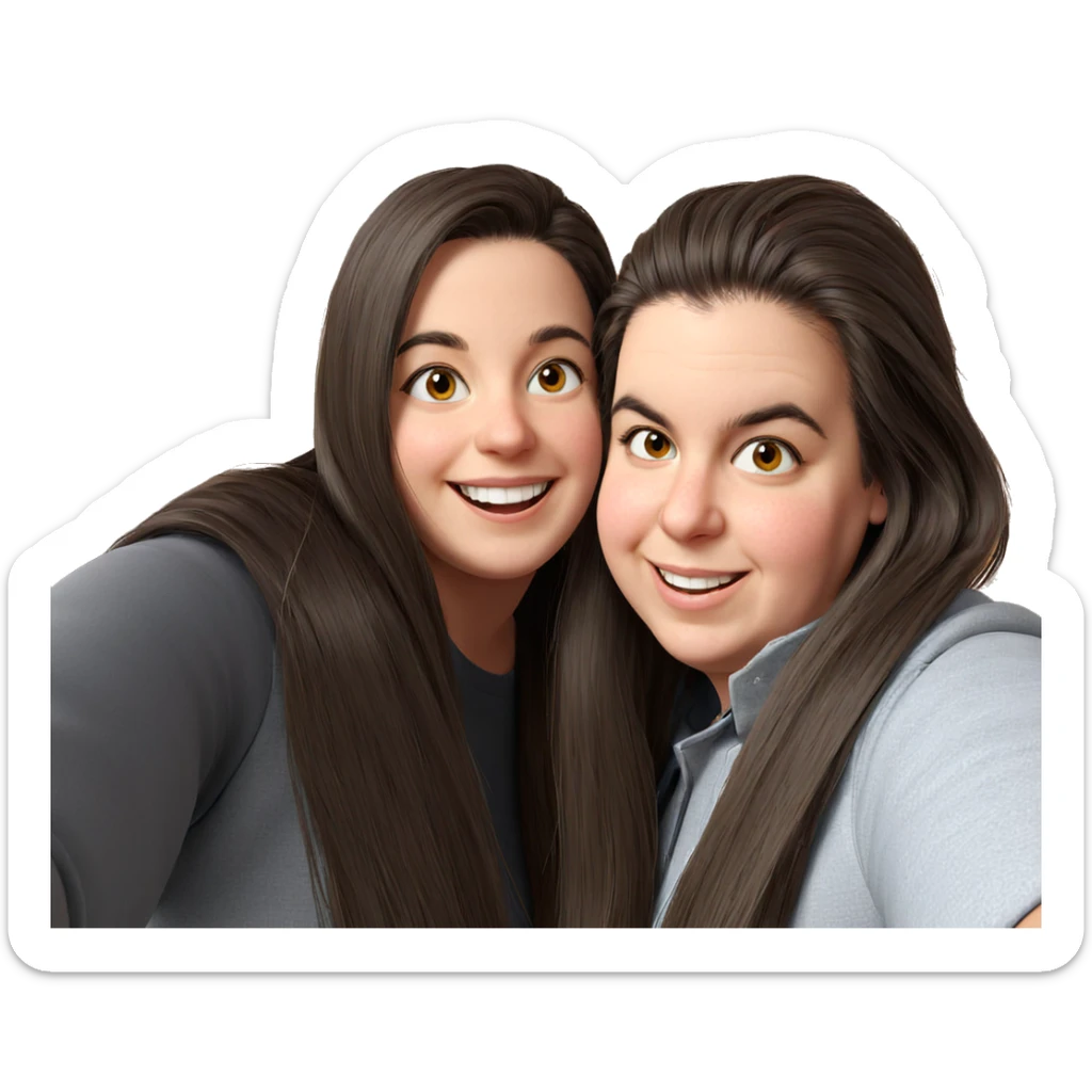 smiling girls with long hair sticker