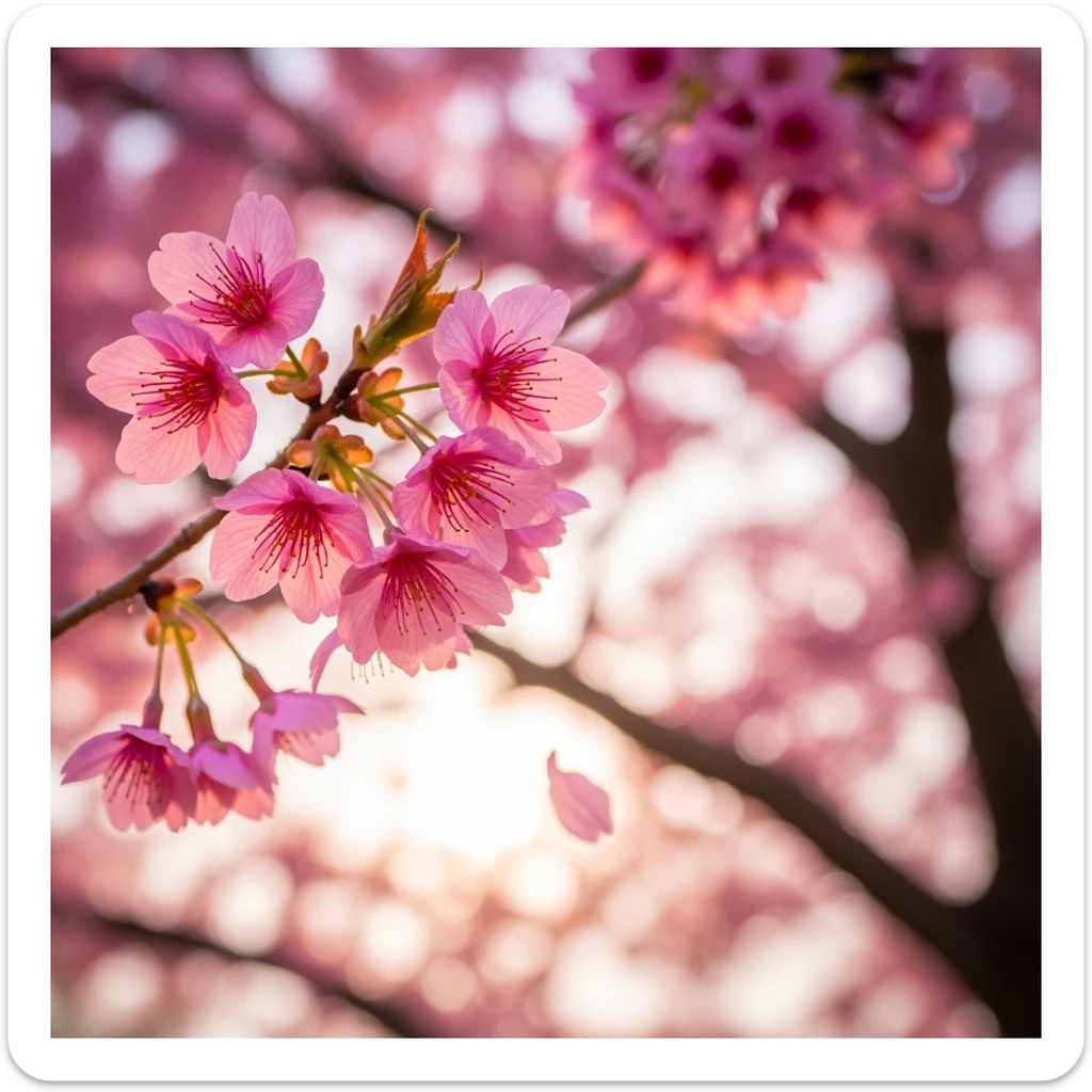 pink cherry blossom, no background sticker