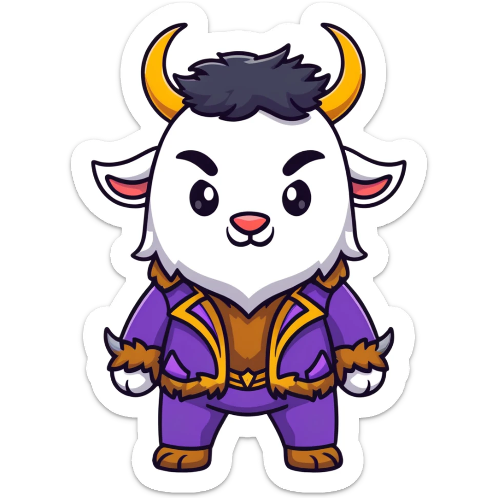 Beast from Beauty and the Beast with human-like mouth and facial expression, still with horns and fur, wearing prince outfit sticker