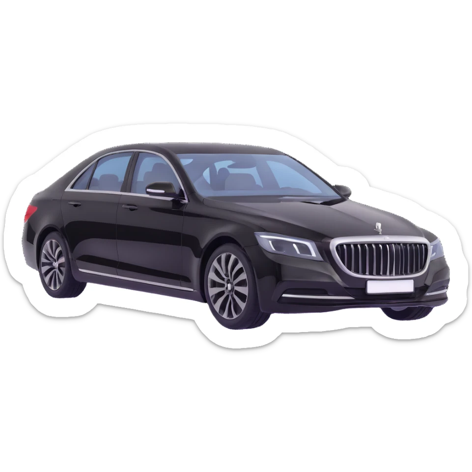 Place a clear plastic film beside the black luxury sedan, not touching the car, to show it is about to be applied, elegant 3D look sticker