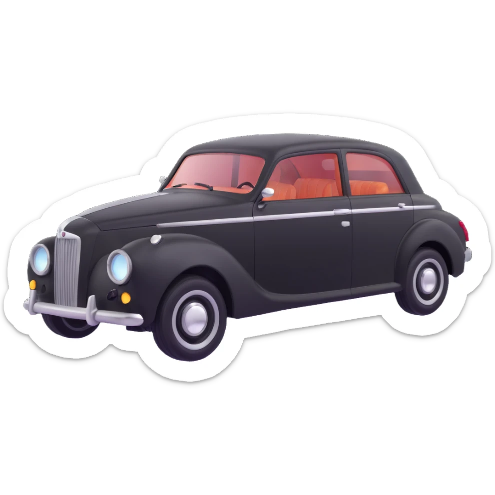 luxury black car resembling Porsche or BMW, with a hammer and a rod forming an X, floating and touching the rear right corner of the car's bodywork, a long rectangular reflection lamp illuminating the upper part of the door, elegant and modern sticker