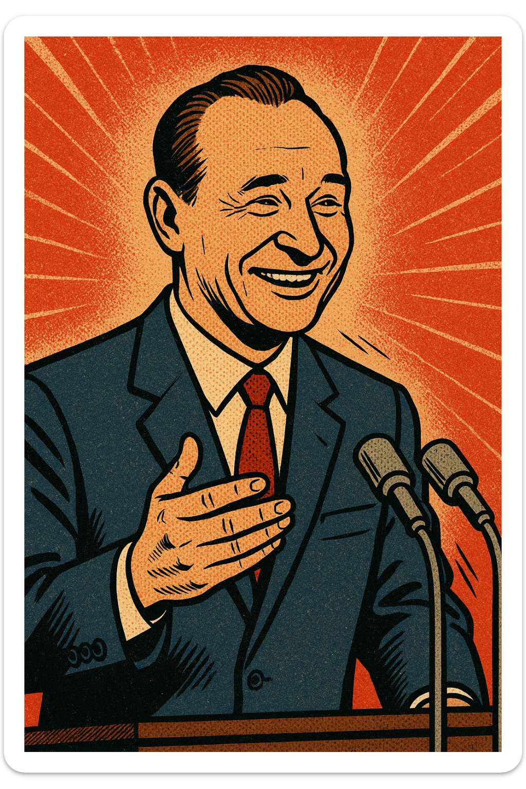 Alexander Dubcek making a speech in 1960s Czechoslovakia with a smile on his face sticker