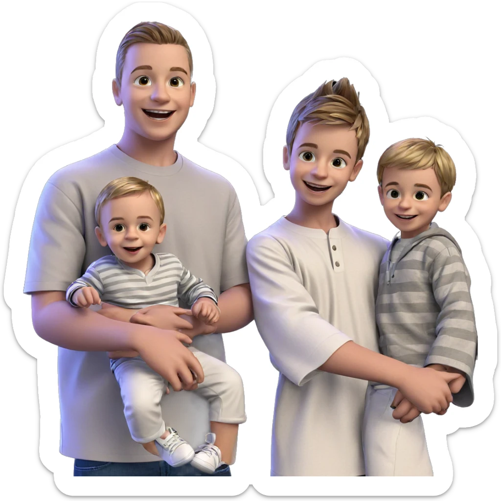 smiling boys on dark background sticker