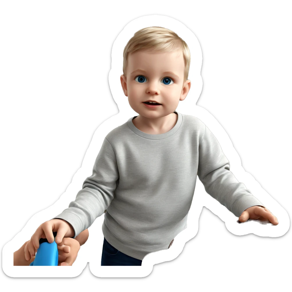 curious boy with blue eyes sticker