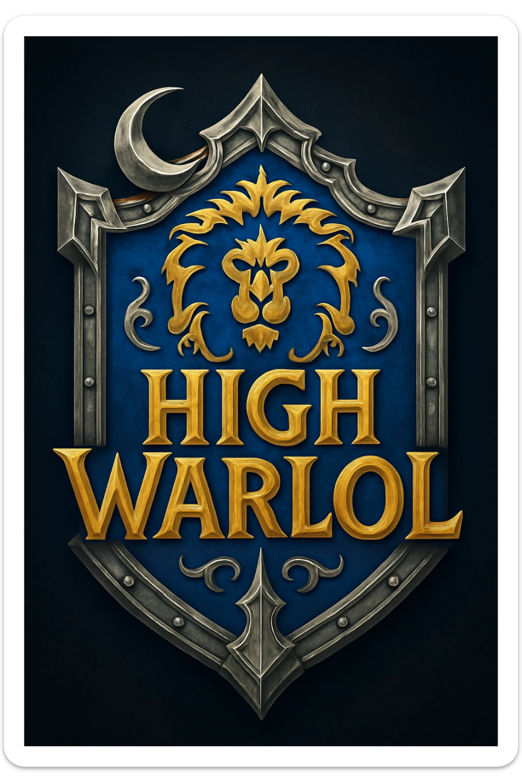 Change the color scheme to Alliance colors: blue, gold, and silver. Keep the fantasy badge and epic style, inspired by the Alliance faction from World of Warcraft. Maintain the fantasy badge and epic style with a clear Alliance faction inspiration. sticker