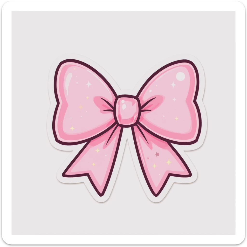 sakura bow, cute and shiny, no background sticker