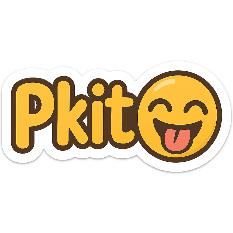 the word 'pkita' as a playful emoji, text included sticker