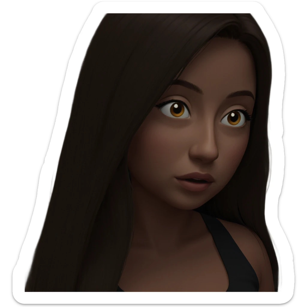 girl with long hair gazing sticker