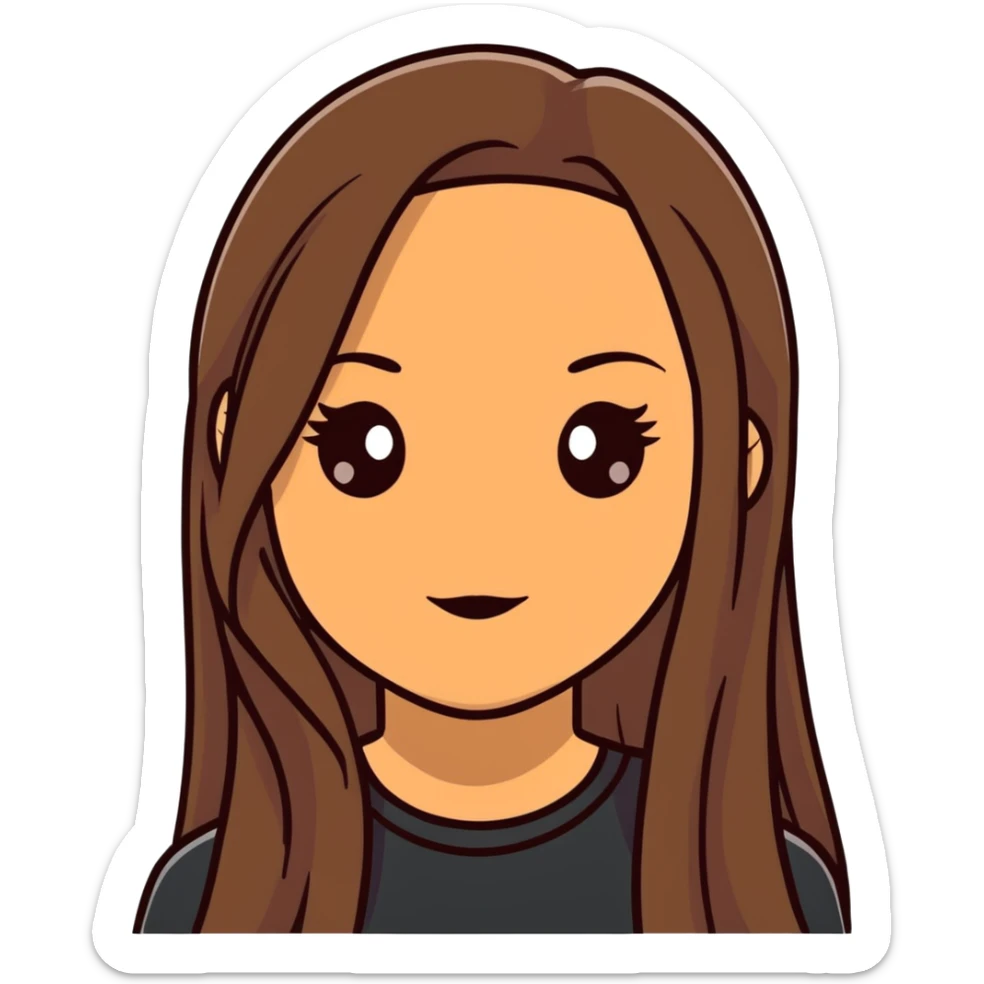 girl with light brown skin, dark eyes and dark straight long hair sticker
