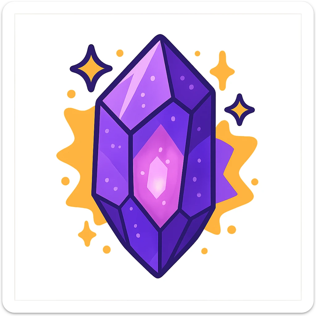 magical purple crystal glowing sticker