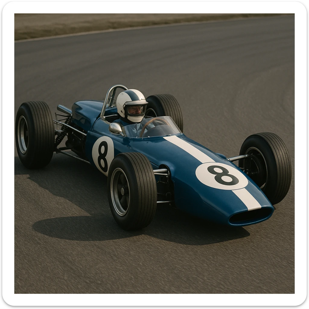 classic F1 race car style, blue and white colors, retro details, simple and aerodynamic body sticker