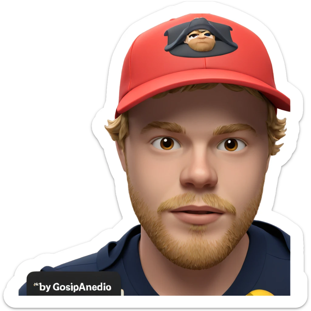 bearded boy in baseball cap sticker