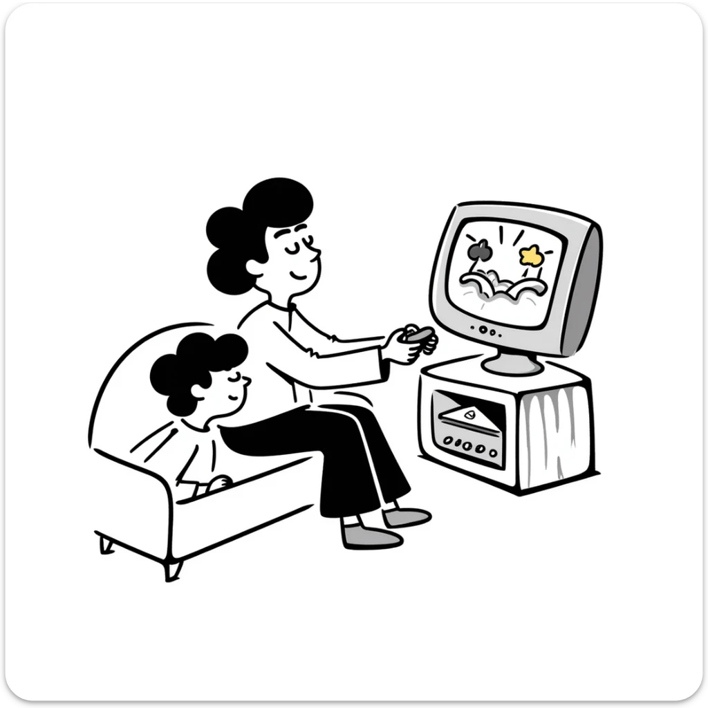A person plays with the GameCube on tv with friends, sitting in the couch sticker