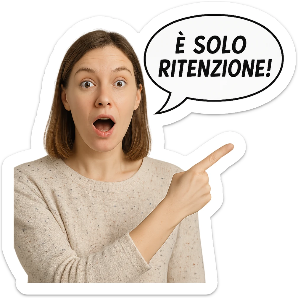 DONNA REALISTICA CHE DICE IN UN FUMETTO ALLA SUA DESTRA: "è SOLO RITENZIONE!" sticker