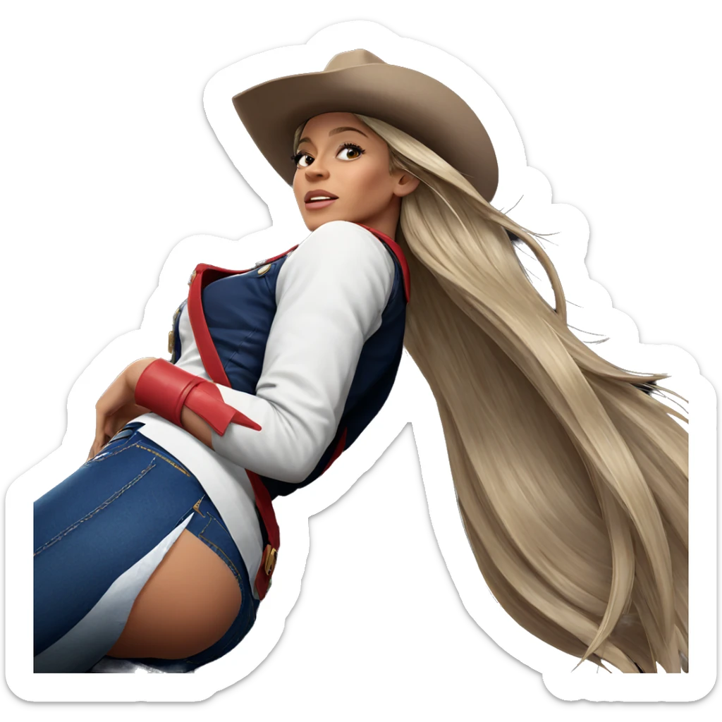 blonde girl in cowboy hat sticker