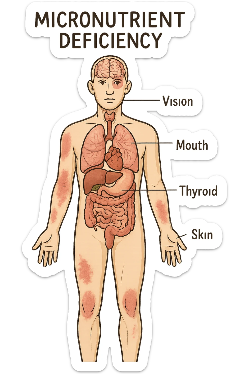 corpo umano in carenza di micronutrienti in italiano sticker