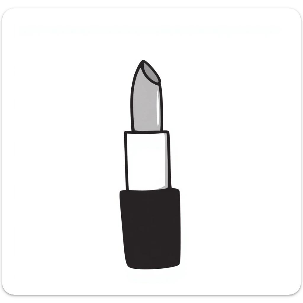 lipstick tube with cap and lipstick showing, pastel colors dd9fb0 ffc6d3 a3bfc9 c4bee2 f1b091, hand-drawn doodle style sticker