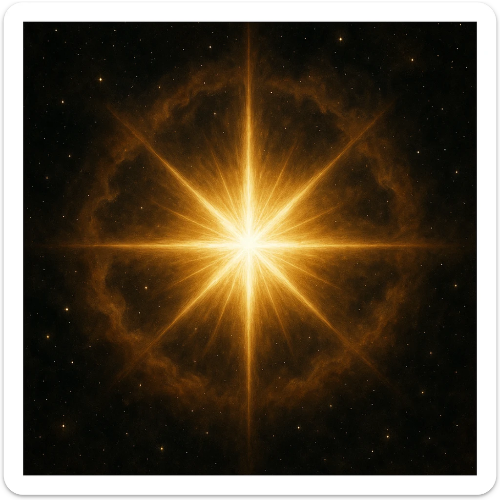 a magnificent star, shining brightly, with an aura of majesty sticker
