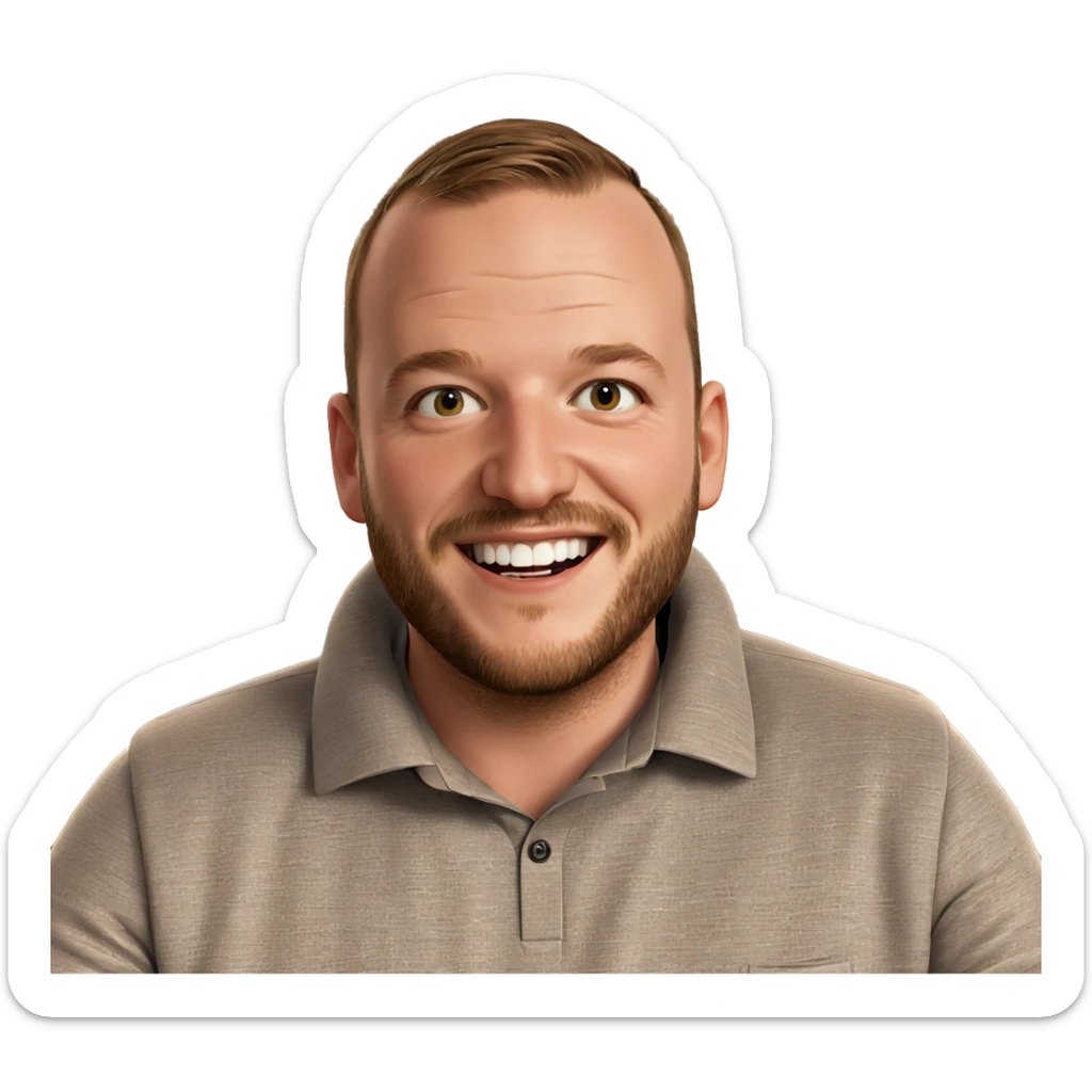 smiling boy with beard sticker