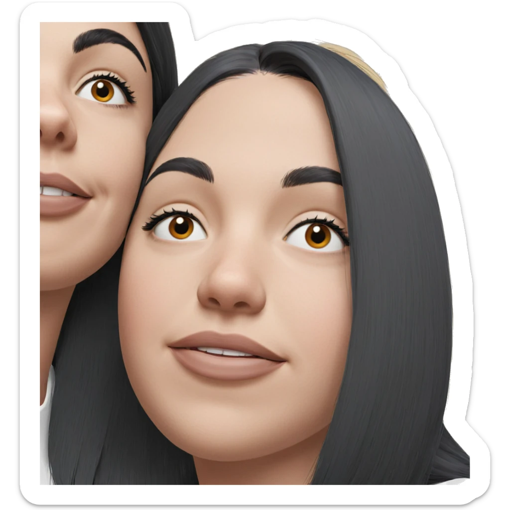 two girls with black hair sticker