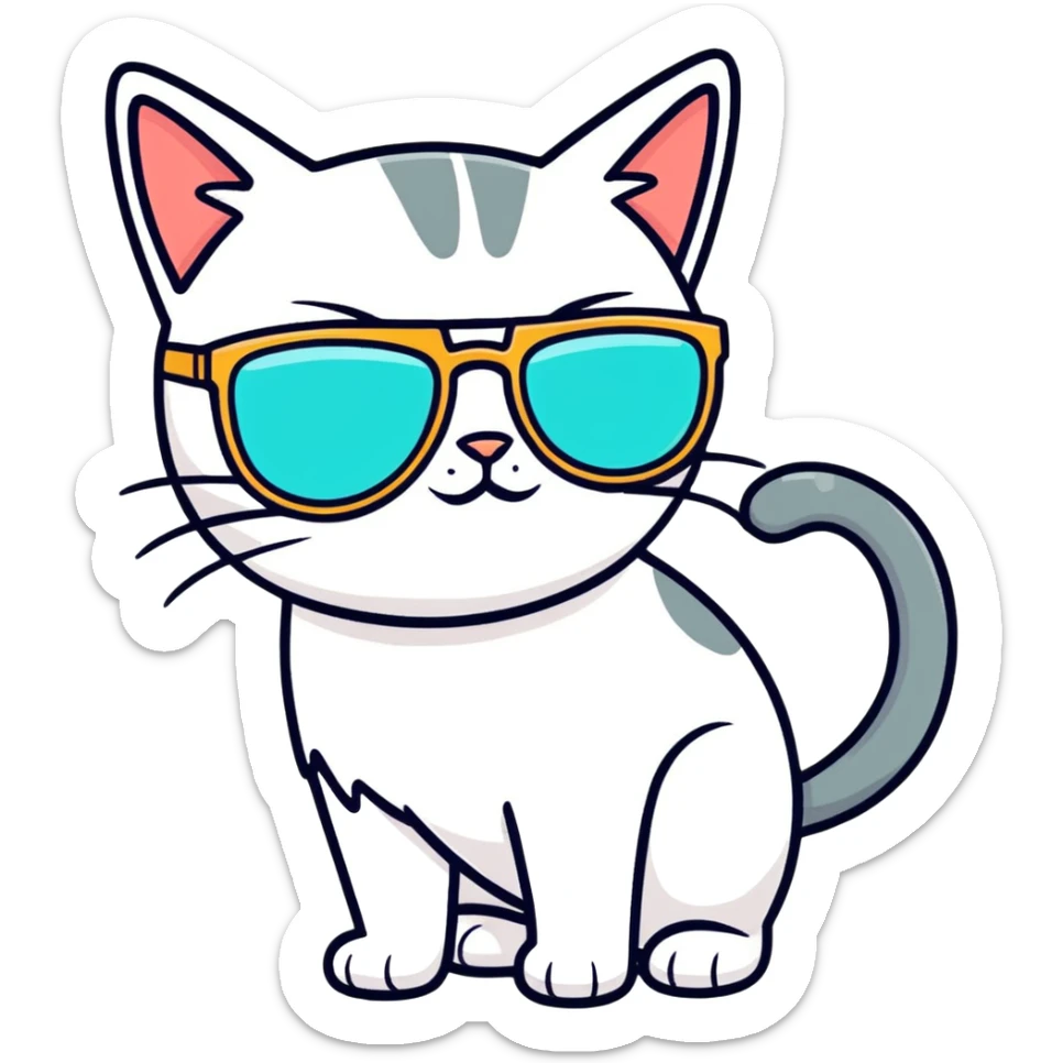 Cat with sunglasses sticker