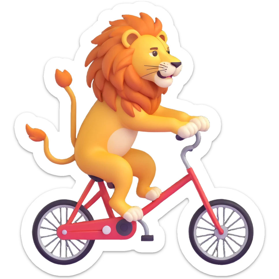 A 20-year-old anthropomorphic lion journalist who loves to travel and ride a bicycle sticker