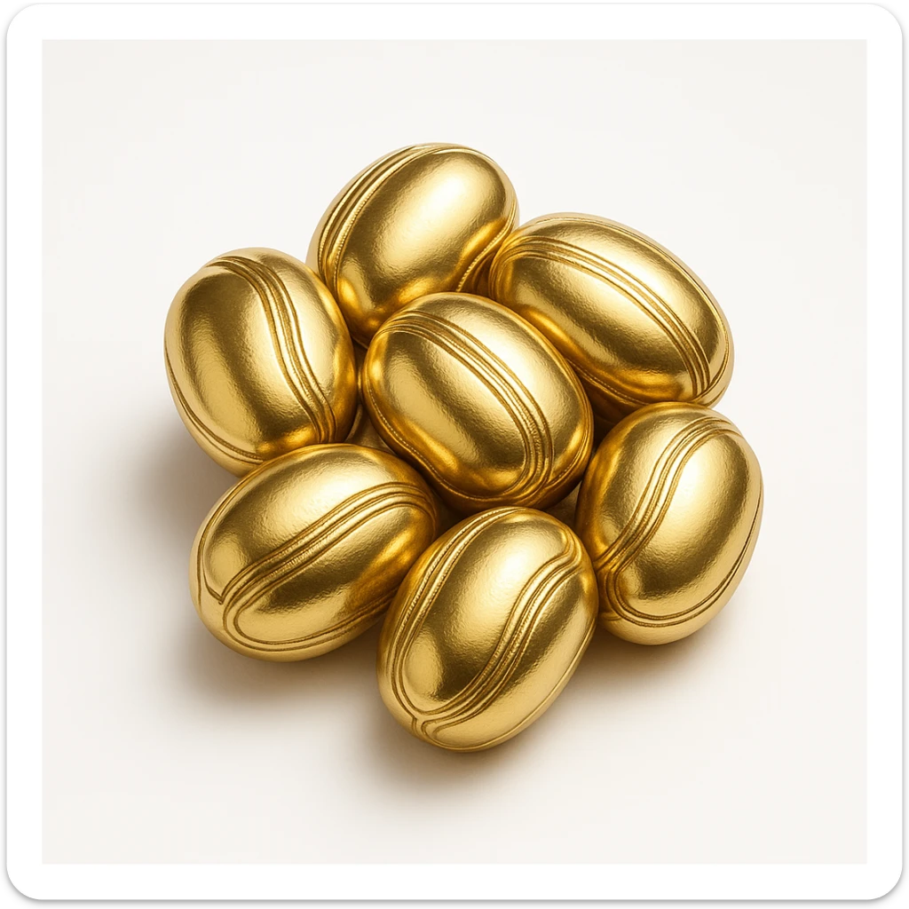 cluster of elegant kinkéliba beans in gold style with ornate shine sticker