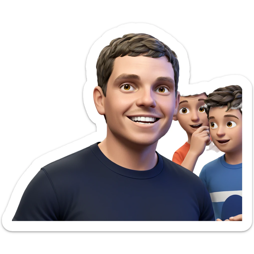 boys having fun indoors sticker