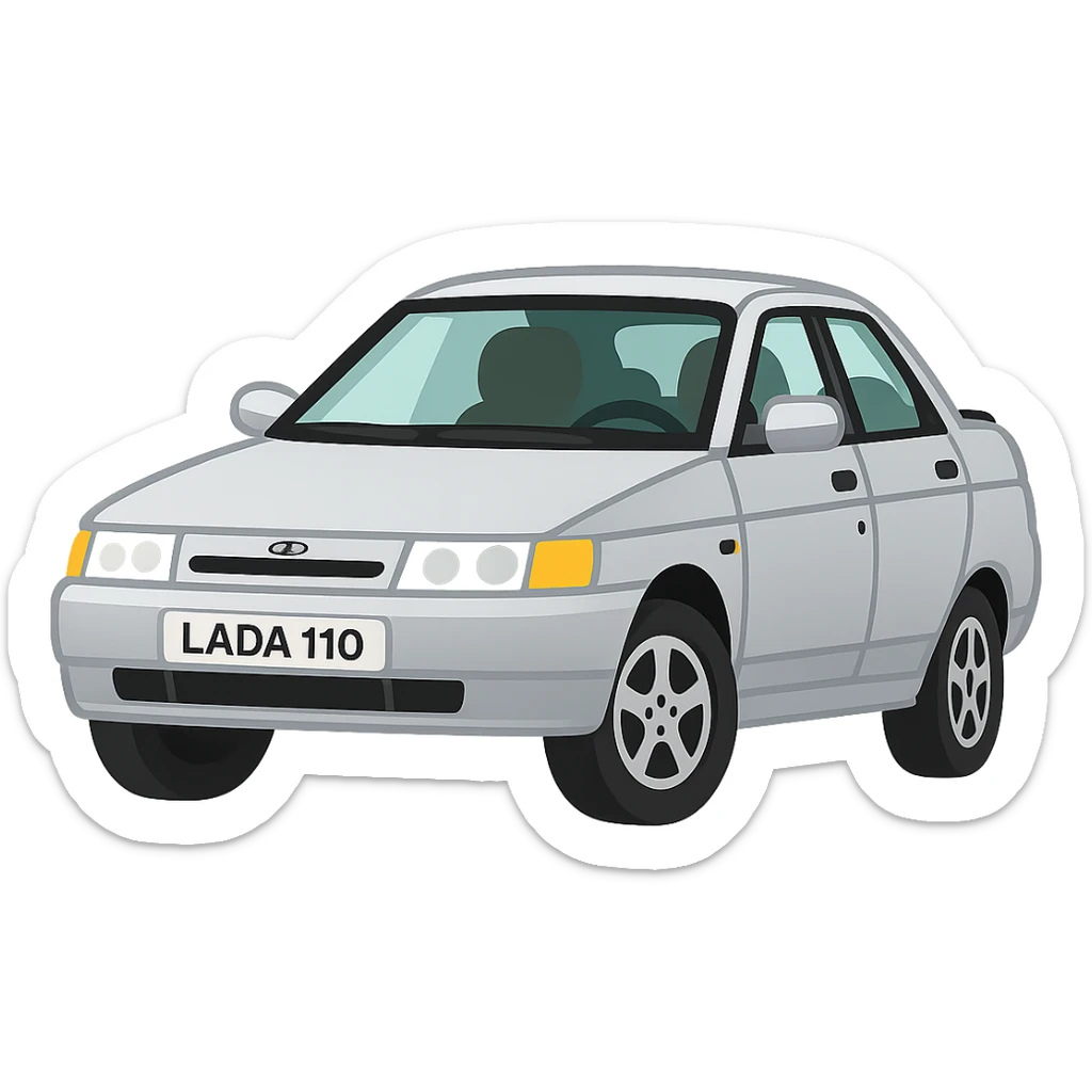 Create an emoji of a VAZ 2110 car based on the provided photo. The style should resemble the emoji style but since emoji style does not support editing, use the general style editor to replicate the emoji look. Remove the background from the image. sticker