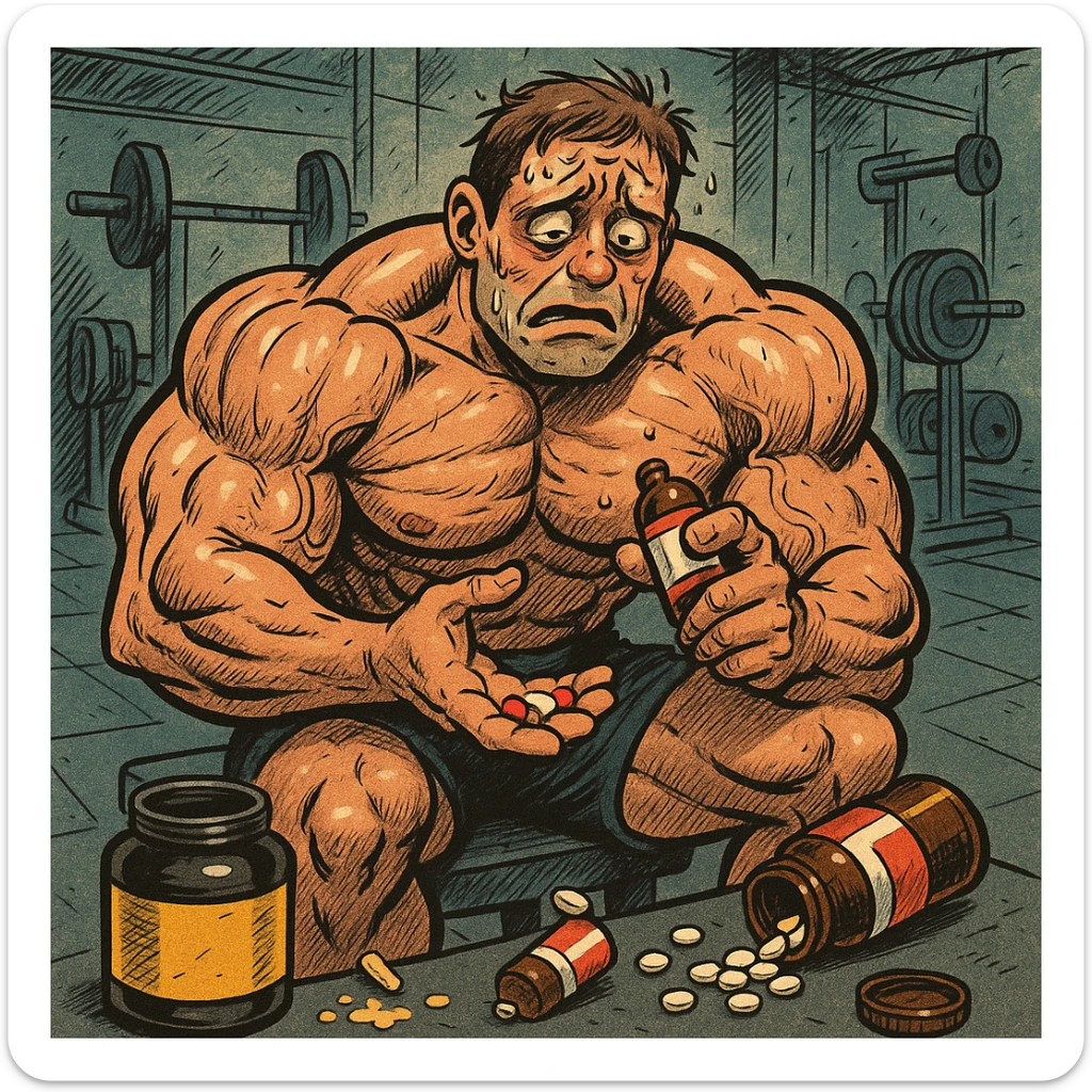 bodybuilder che fa dosaggi a caso, e quindi sta male sticker