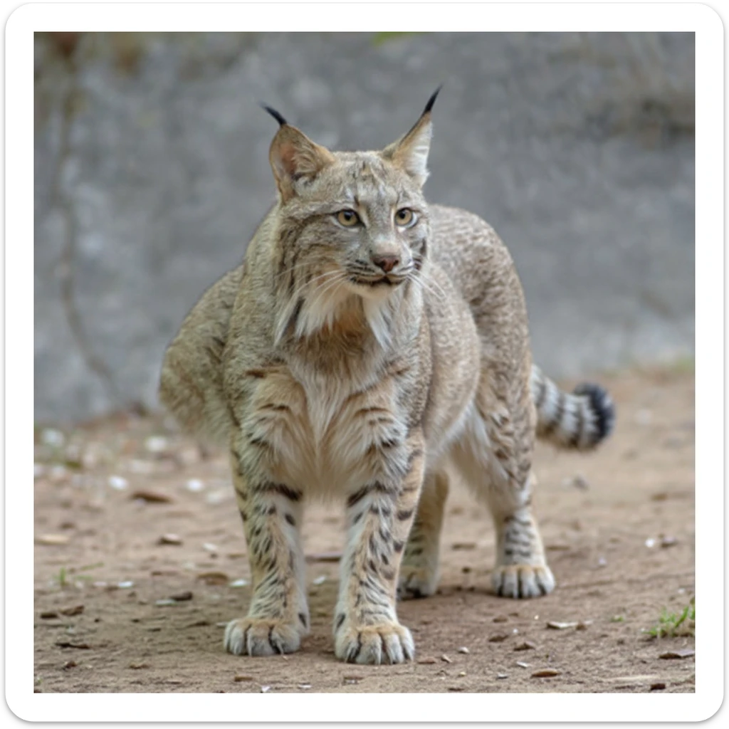 Create a realistic full body image of a lynx in a natural pose with detailed fur. Use a neutral background to emphasize the natural and lifelike appearance of the lynx. sticker