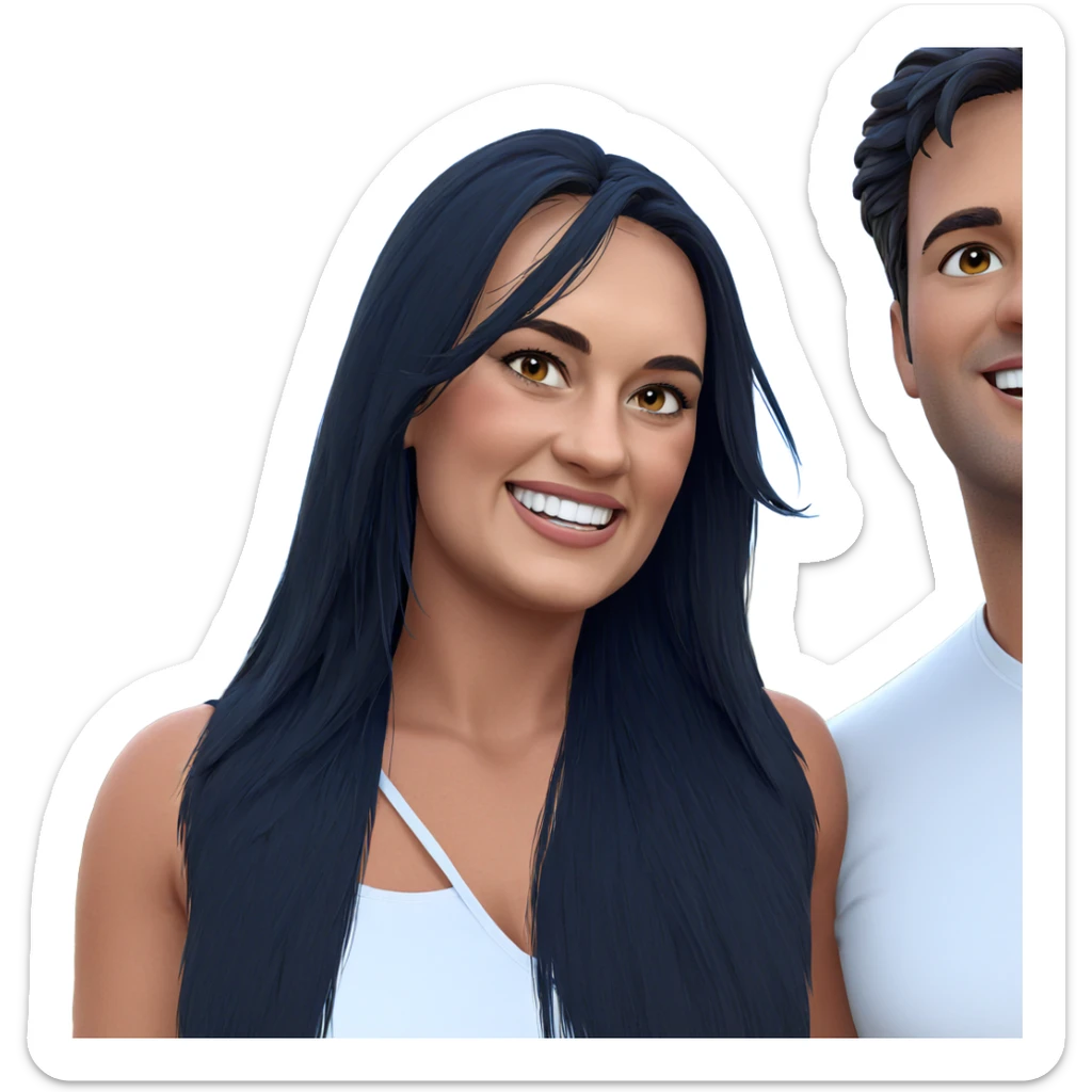 happy couple in sunny outdoor sticker