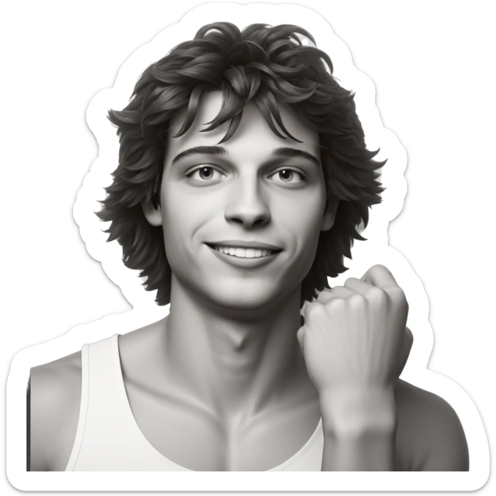 smiling boy in monochrome sticker