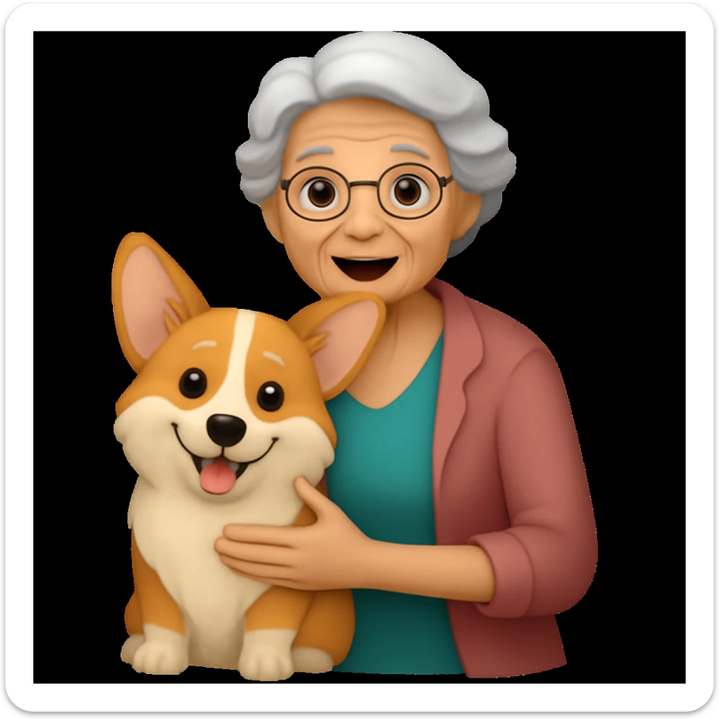 Change the dog to a Corgi breed in the same emoji style, keeping the rest of the image unchanged. The style is emoji style, so maintain the emoji look and feel while making the dog a Corgi. sticker