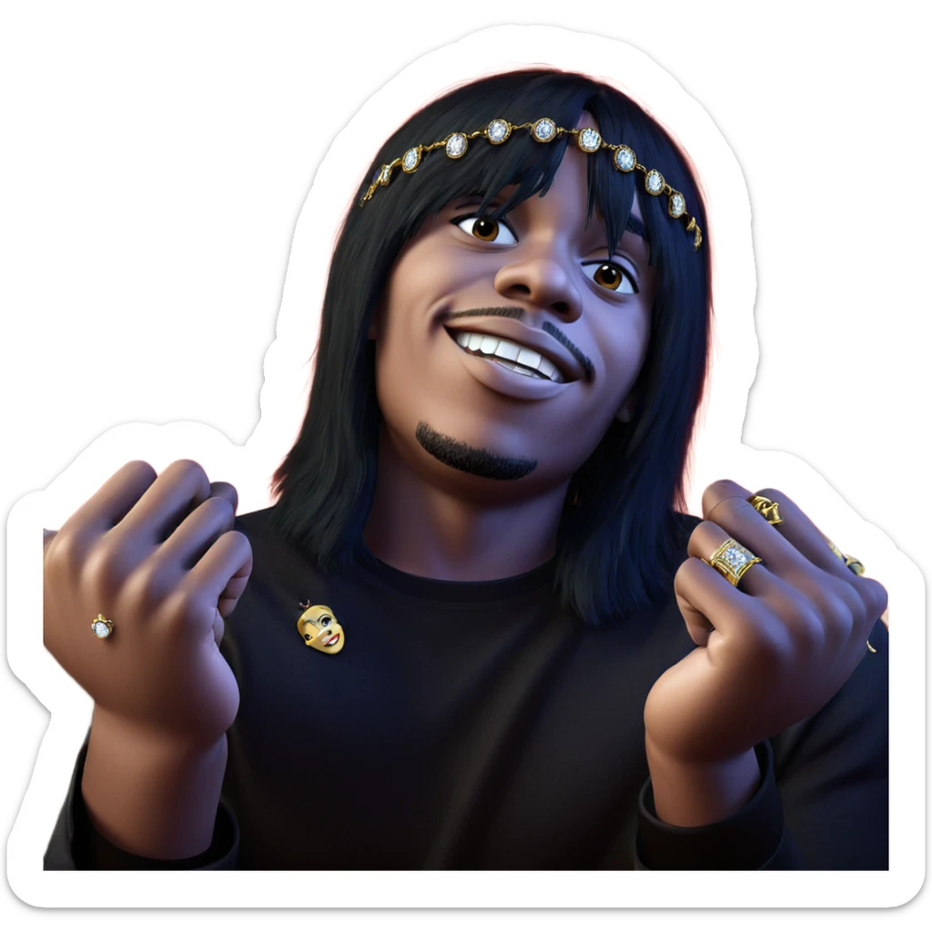 black-haired boy with jewelry sticker