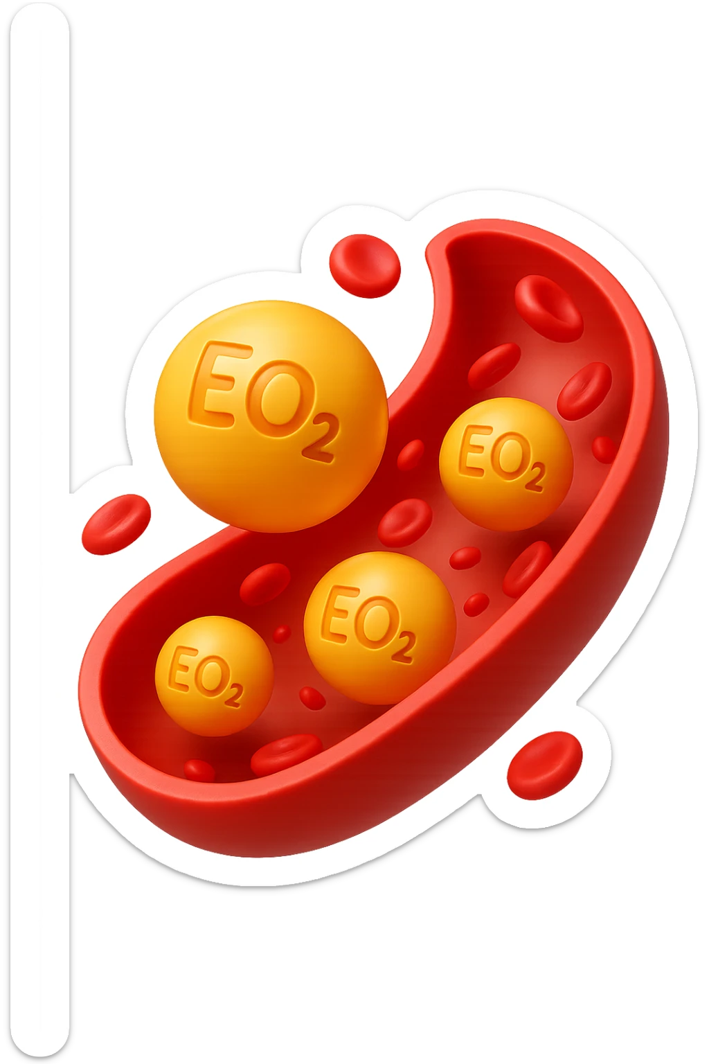 EMOJI STILE IPHONE 3D DI particelle di ormoni estrogeni che circolano in una vena umana sticker