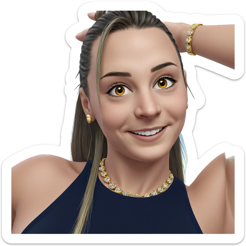 smiling girl with jewelry sticker