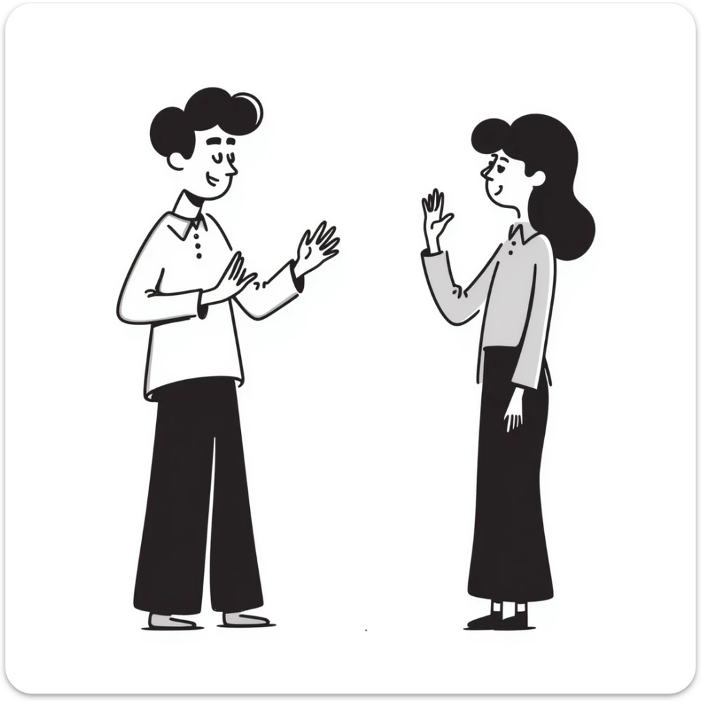 sketch of a man and woman having an argument, hand-drawn lines sticker